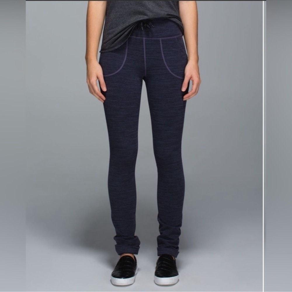 Lululemon Skinny Will Pants Navy Blue High Rise Drawstring Leggings Size 6